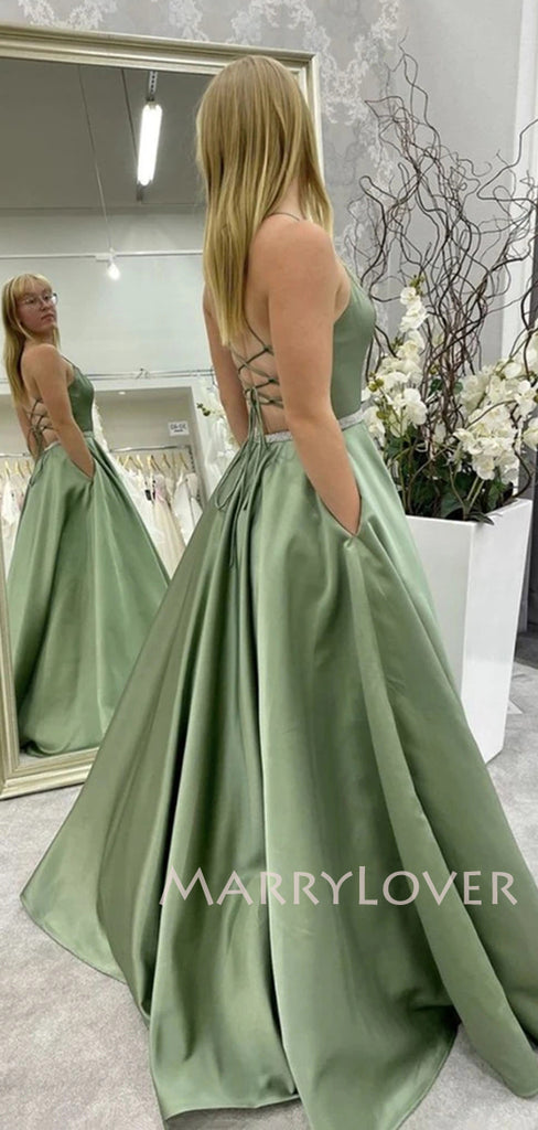 A-Line Backless Long Evening Cheap Party Prom Dresses, Simple Prom Dresses, Cheap Prom Dresses,MR7083