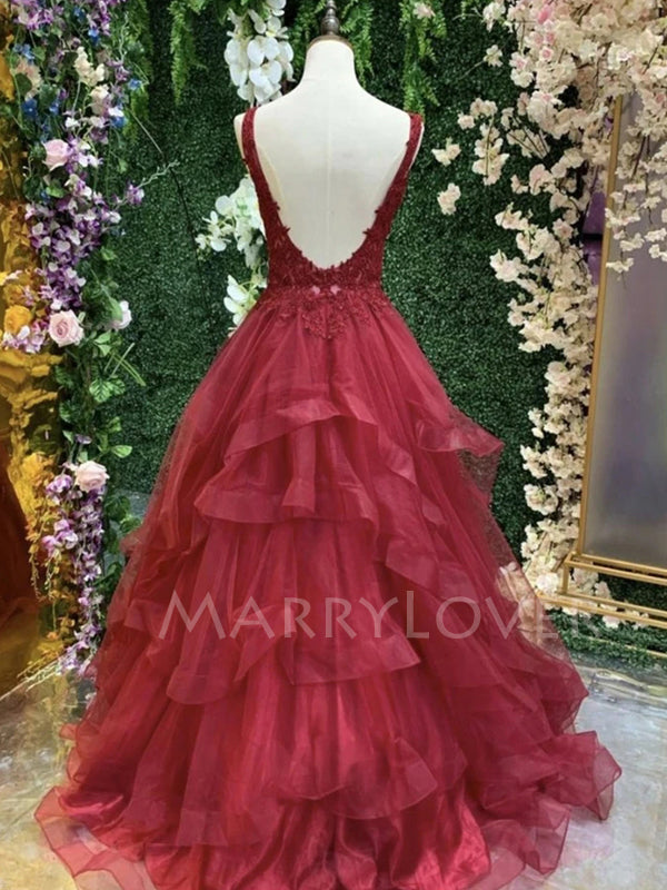 V Neck Open Back Long Evening Prom Dresses, MR7088 MarryLover V Neck Open Back Long Evening Prom Dresses, MR7088 MarryLover