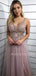 Deep V Neck Grey Purple Long Backless Evening Prom Dresses, Cheap Sweet Prom Dresses, MR7134