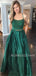 Two Pieces A-Line  Green satin Cheap Evening Sweet Dresses,Long Custom Prom dresses, MR7166