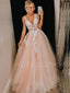 Sex See Throuth V-neck Tulle Floor Length Lace A-line Long Evening Prom Dresses, Cheap Prom Dress, MR7177