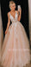Sex See Throuth V-neck Tulle Floor Length Lace A-line Long Evening Prom Dresses, Cheap Prom Dress, MR7177