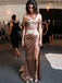Off Shoulder Side Slit Mermaid Long Evening Prom Dresses, Cheap Custom Prom Dresses, MR7198