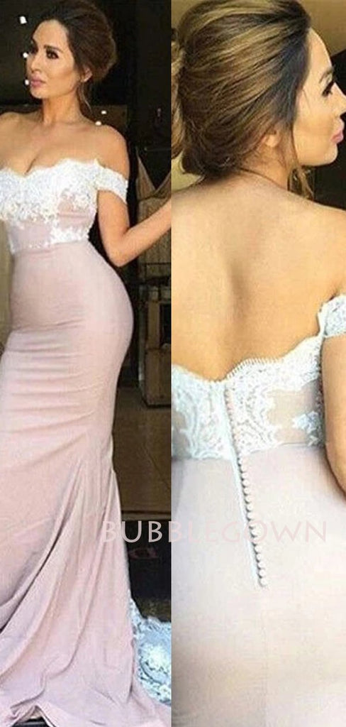 Sexy Off Shoulder Mermaid Dusty Pink Long Evening Prom Dresses, MR7203