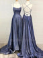 Sex A-Line Spaghetti Straps Sparkle Long Evening Prom Dresses, MR7218