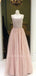 Sharkly Spaghetti Straps Tulle Floor Length A-line Long Evening Prom Dresses, MR7259
