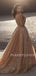 Golden Sequin Backless A-Line Long Evening Prom Dresses, Cheap Custom Sweet Prom dresses, MR7274