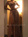 Side Slit V Neck Golden Sequin A-Line Long Evening Prom Dresses, Cheap Custom Sweet Sharply Prom dresses, MR7283
