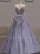 Deep V Neck Tulle A-line Long Evening Prom Dresses, Cheap Custom Prom Dress, MR7332