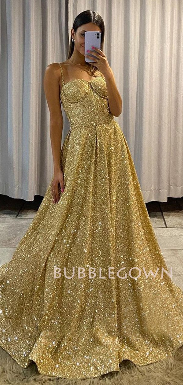 Golden Sequin A-Line Long Evening Prom Dresses, Cheap Custom Prom Dress, MR7359 Golden Sequin A-Line Long Evening Prom Dresses, Cheap Custom Prom Dress, MR7359