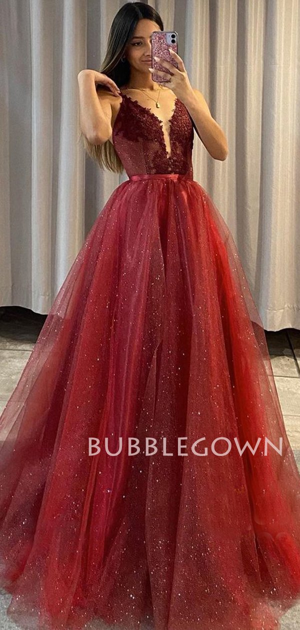 Burgundy Tulle A-Line Long Evening Prom Dresses With Detachable Skirt, MarryLover Burgundy Tulle A-Line Long Evening Prom Dresses With Detachable Skirt, MarryLover