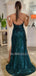 Spaghetti Straps Sequin V Neck Backless Long Evening Prom Dresses, Cheap Custom Prom Dresses, MR7366