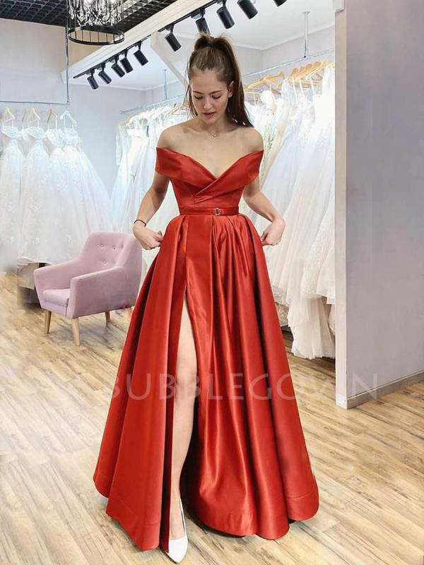 orange off the shoulder prom dress Orange Organza Off-shoulder Prom Custom Ball Gown Formal Dress