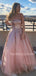 A-Line Sparkly Strapless Backless Long Evening Prom Dresses, Cheap Custom Prom Dress, MR7456