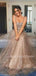 A-Line Sequin Sparkly Backless Long Evening Prom Dresses, Cheap Custom Prom Dress, MR7493