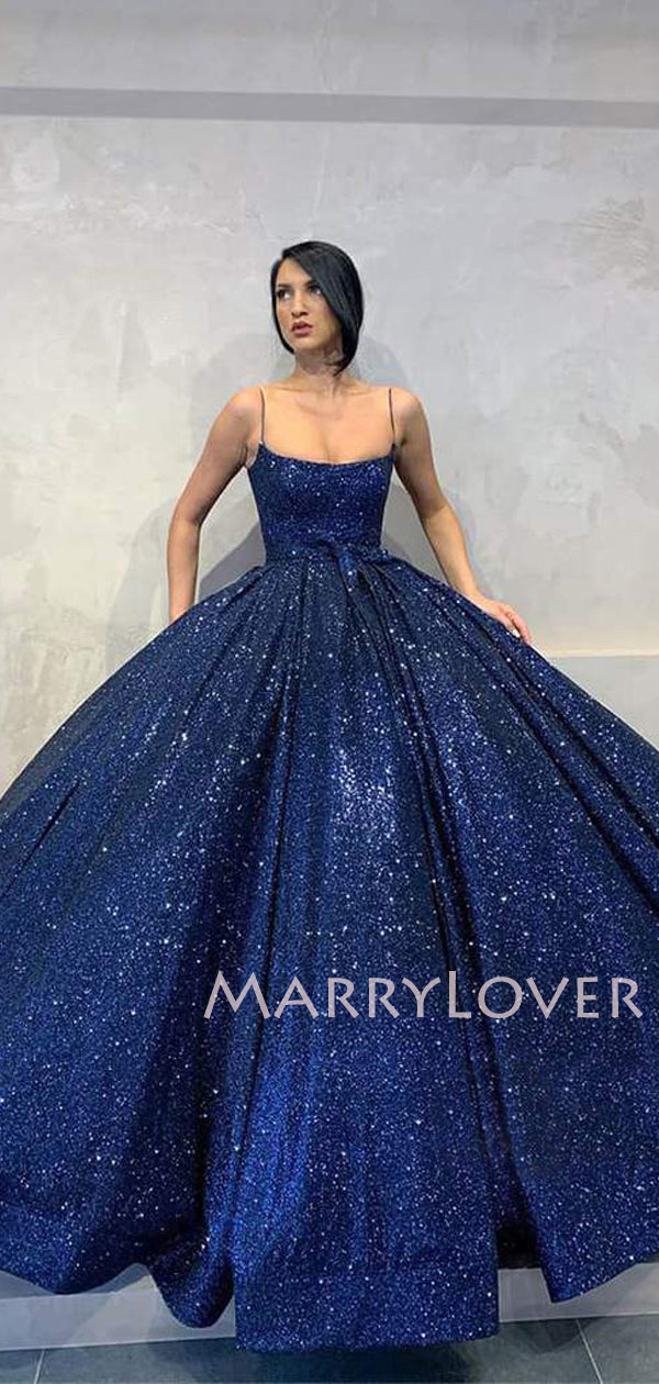 navy blue ballroom dress Navy Blue Halter V Neck A Line Party Dress with High Slit Floor Length SheerGirl