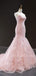 Pink Tulle Mermaid Sweetheart Ruffle Long Evening Prom Dresses, MR7558