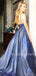 Spaghetti Straps V-neck A-Line Sparkly Long Backless Evening Prom Dresses, Cheap Custom Dresses,MR7610