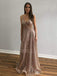 V-neck A-line Sequin Long Evening Prom Dresses, Cheap Custom Prom Dress, MR7621
