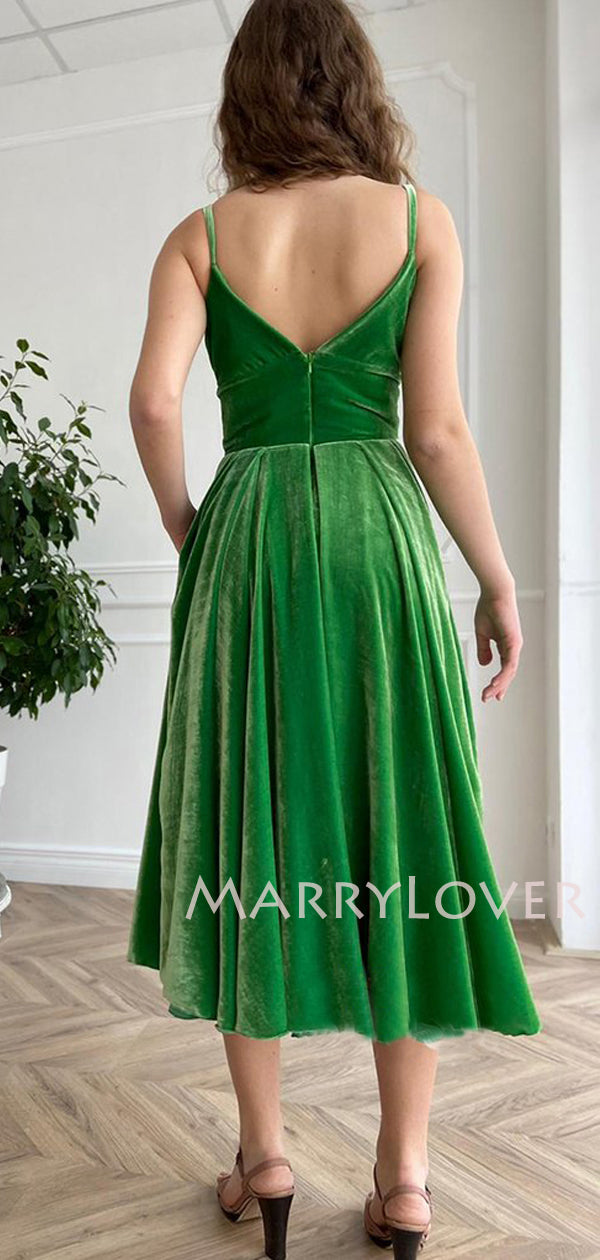 Women's Spaghetti Straps Green Velvet Vintage Long Evening Prom Dresse MarryLover Women's Spaghetti Straps Green Velvet Vintage Long Evening Prom Dresse MarryLover