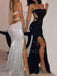 Column Sweetheart Sparkly Sequin Mermaid Side Slit Long Evening Prom Dresses, Cheap Custom Prom Dresses, MR7645