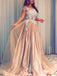 Off Shoulder Gold Satin Tulle Appliques Long Evening Prom Dresses, Cheap Custom prom dresses, MR7782