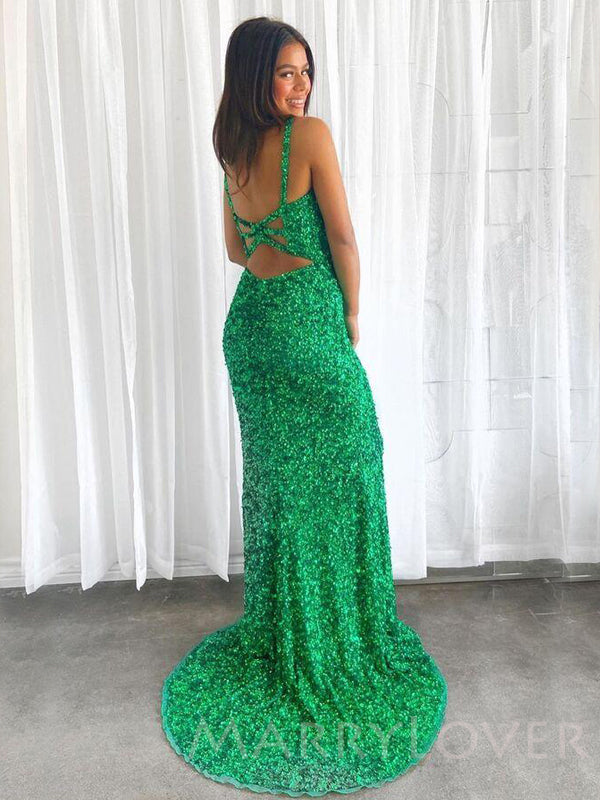 Mermaid Green Sequin V-neck Long Evening Prom Dresses, Cheap Custom Pr MarryLover Mermaid Green Sequin V-neck Long Evening Prom Dresses, Cheap Custom Pr MarryLover