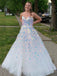 A-line White Tulle Round Sequin Long Strapless Evening Prom Dresses, Cheap Custom Prom Dress, MR7852