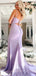 Mermaid Spaghetti Straps Lilac Long Evening Prom Dresses, Cheap Custom Prom Dresses, MR7861