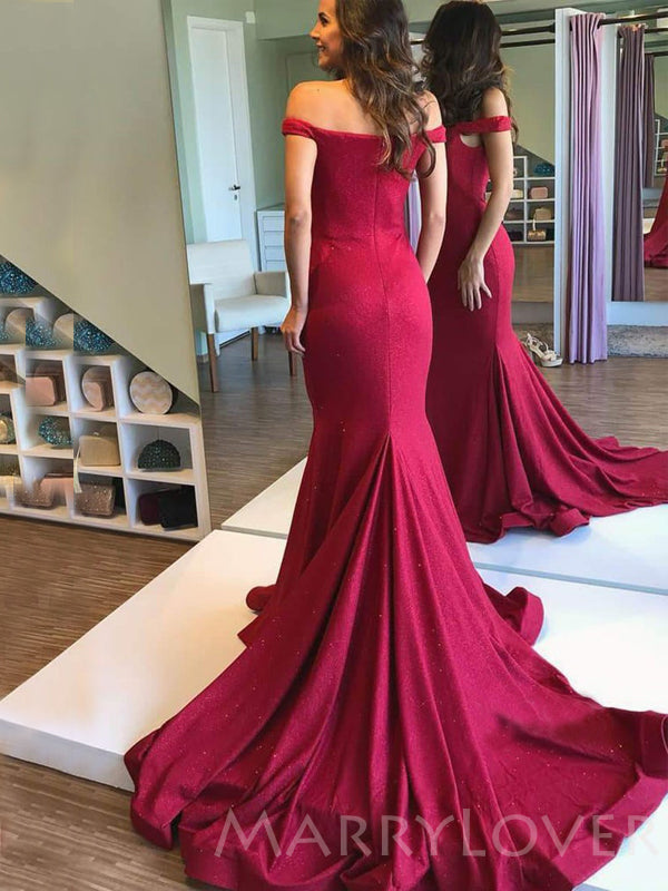 Off Shoulder Mermaid Long Burgundy Evening Prom Dresses, Cheap Custom MarryLover Off Shoulder Mermaid Long Burgundy Evening Prom Dresses, Cheap Custom MarryLover