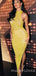 Yellow Sequin Mermaid Long Evening Prom Dresses, Cheap Custom Prom Dresses, MR7963
