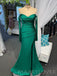 Off Shoulder Emerald Green Satin Mermaid Long Evening Prom Dresses, Cheap Custom Sweetheart Prom Dress, MR7978