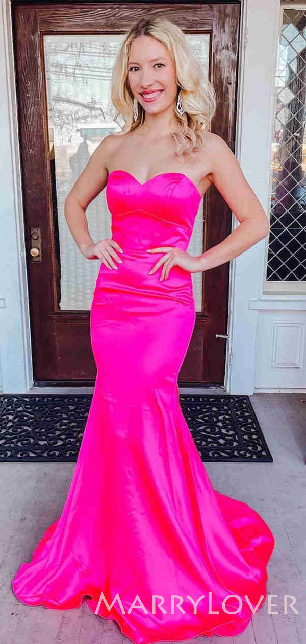 pink mermaid evening dress Shiny Pink Mermaid V-neck Spaghetti Straps Prom Dresses, Party Dresses, MP821