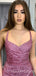 Pink Sequin Mermaid V-neck Spaghetti Straps Long Evening Prom Dresses, Cheap Custom Prom Dresses, MR8021