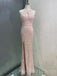 Mermaid Pink Sequin Sparkly Long Halter Evening Prom Dresses, MR8024