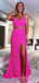 Two Pieces Orange Sequin Sparkly Mermaid Spaghetti Straps Long Evening Prom Dresses, MR8026