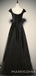 A-line Black Satin Sequin Scoop Long Mermaid Evening Prom Dresses, Cheap Custom Prom Dress, MR8041
