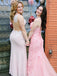 Pink Tulle Appliques Spaghetti Straps Lace Long Mermaid Evening Prom Dresses, MR8062