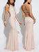 Sexy Backless Pink Chiffon Mermaid Long Beaded Evening Prom Dresses, MR8123
