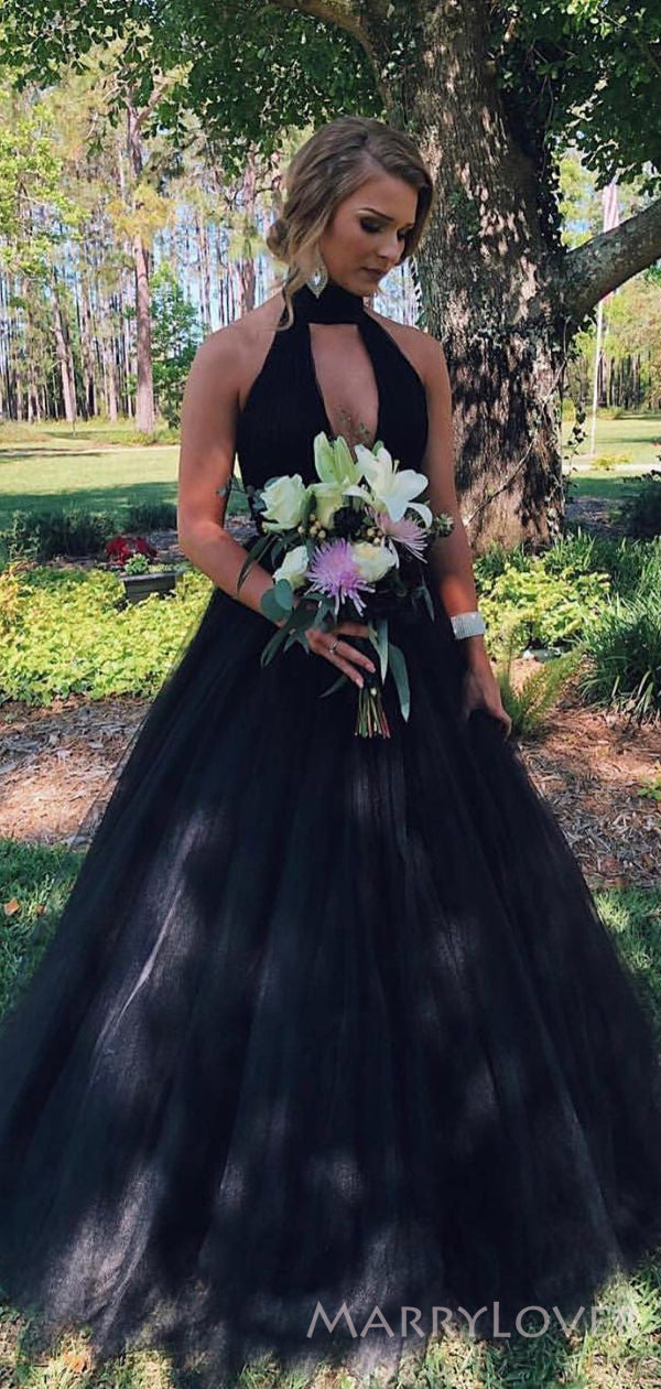 black tulle formal dress Black Tulle Off Shoulder Long Prom Dress, Black Formal Graduation Dresses Custom Size / Black