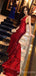 Mermaid Red Sequin Long Backless Evening Prom Dresses, Deep V Neck Custom Prom Dresses, MR8201