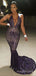 Sexy Deep V Neck Black Sequin Long Mermaid Evening Prom Dresses, Backless Custom Prom Dresses, MR8224