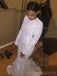 Long Sleeves White Sequin Long Mermaid Evening Prom Dresses, Backless Custom Prom Dresses, MR8225