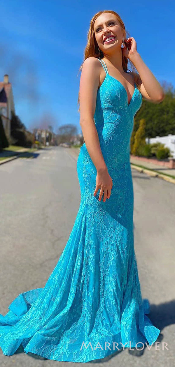 custom prom dress Dresses Karlene Lindsay Designs LLC high slit provides movement and modern flair Navy Blue Satin Spaghetti Straps