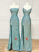 Sheath Sequin Sparkly Long Evening Prom Dresses, Mermaid Side Slit Custom Prom Dress, MR8248