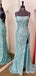 Red Sequin Mermaid Long Evening Prom Dresses, Spaghetti Straps Custom Prom Dresses, MR8260