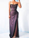 Black Tulle Mermaid Long Evening Prom Dresses, Spaghetti Straps Purple Custom Prom Dresses, MR8298