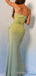 Light Green Mermaid Sparkly Long Evening Prom Dresses, Spaghetti Straps Custom Prom Dresses, MR8300