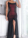 Black Tulle Mermaid Side Slit Long Evening Prom Dresses, Custom Prom Dress, MR8508