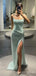 Strapless Bateau Sequin Side Slit Long Evening Prom Dresses, Custom Mermaid Prom Dress, MR8509